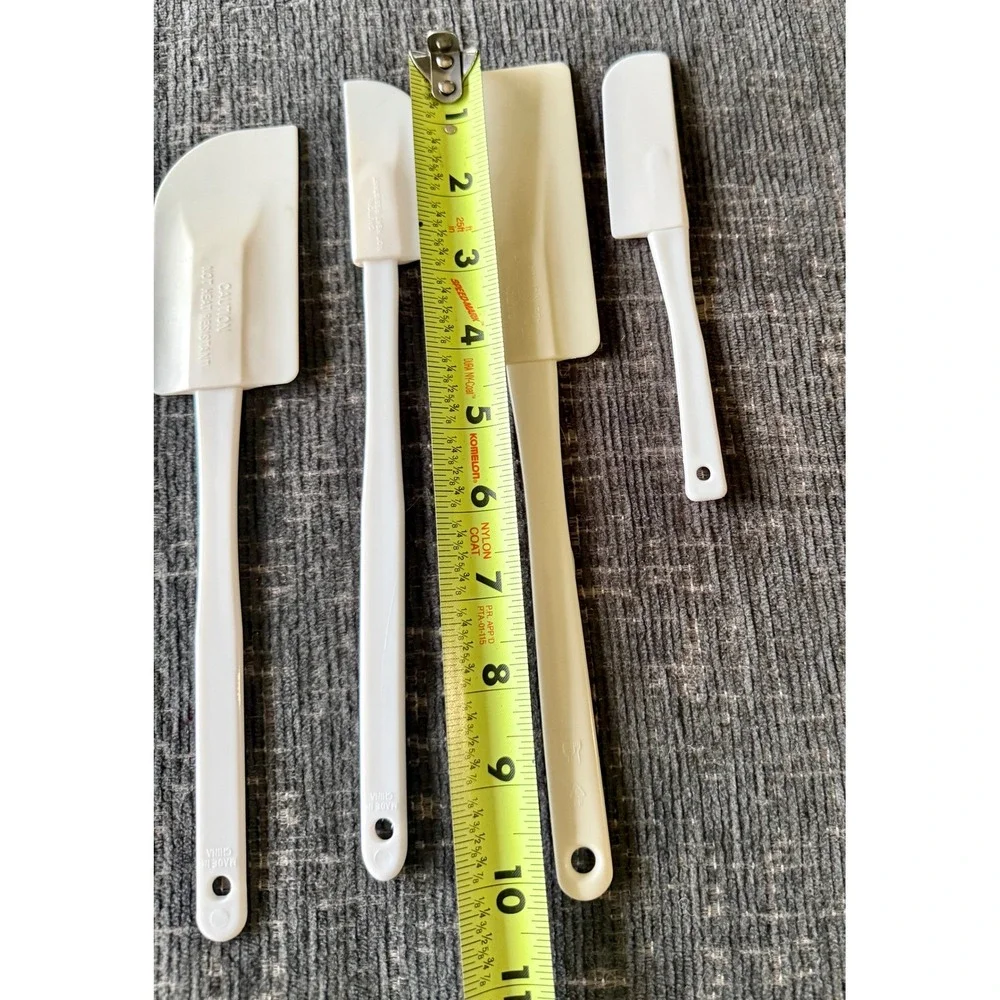 Plastic Spatula Set 5pc Excellent White Cream Non-Heat Resistant